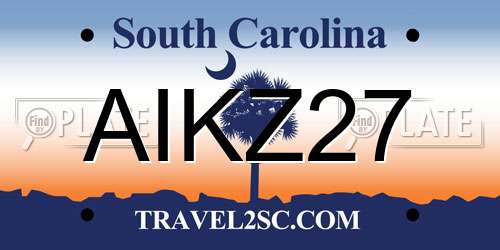 AIKZ27 South Carolina License Plate