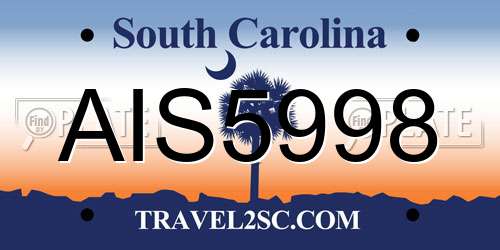AIS5998 South Carolina License Plate