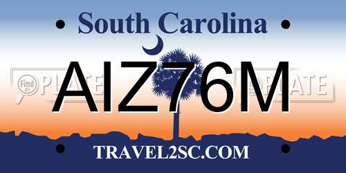 AIZ76M South Carolina License Plate