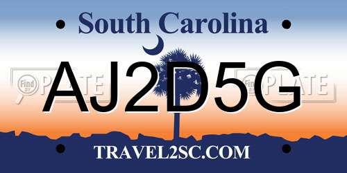 AJ2D5G South Carolina License Plate