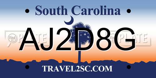 AJ2D8G South Carolina License Plate