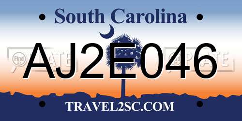 AJ2E046 South Carolina License Plate