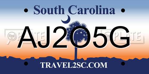 AJ2O5G South Carolina License Plate