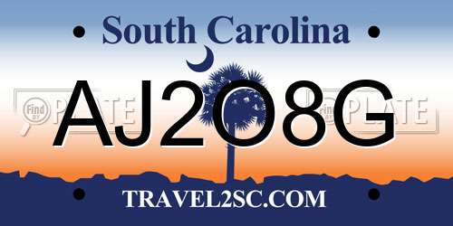 AJ2O8G South Carolina License Plate