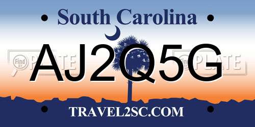 AJ2Q5G South Carolina License Plate