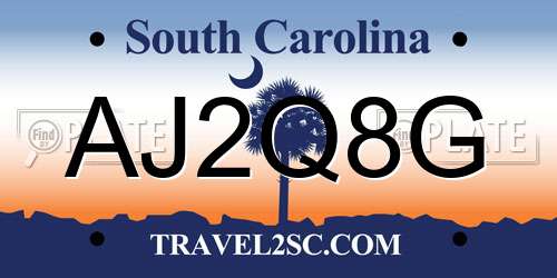 AJ2Q8G South Carolina License Plate