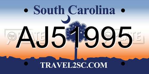 AJ51995 South Carolina License Plate