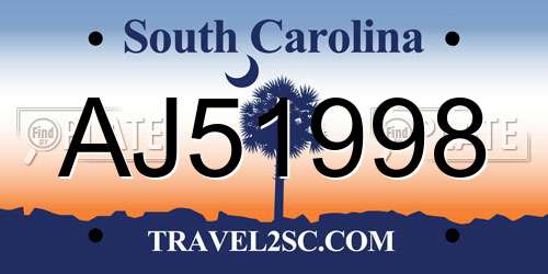 AJ51998 South Carolina License Plate