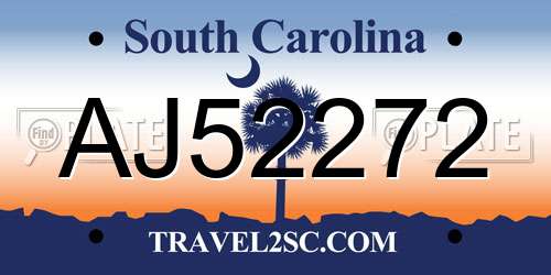 AJ52272 South Carolina License Plate