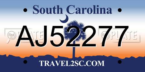 AJ52277 South Carolina License Plate