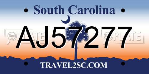AJ57277 South Carolina License Plate