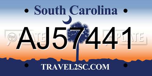 AJ57441 South Carolina License Plate