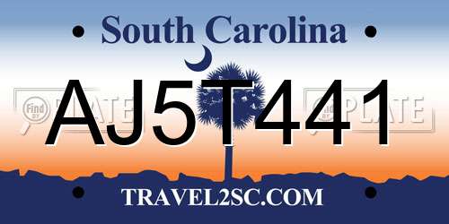 AJ5T441 South Carolina License Plate