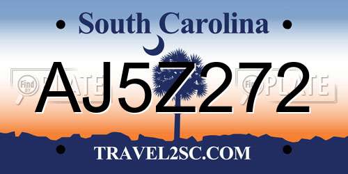 AJ5Z272 South Carolina License Plate
