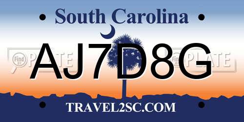AJ7D8G South Carolina License Plate