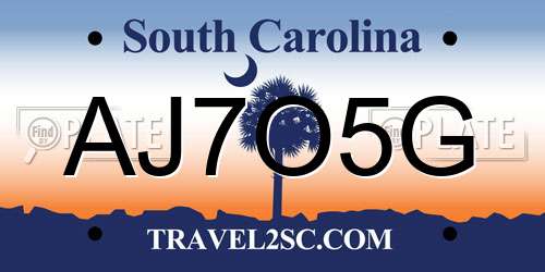 AJ7O5G South Carolina License Plate