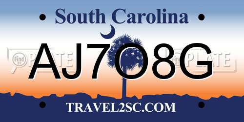 AJ7O8G South Carolina License Plate