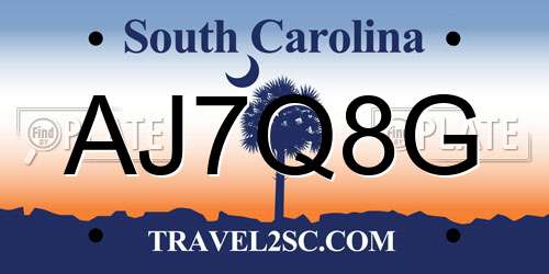 AJ7Q8G South Carolina License Plate