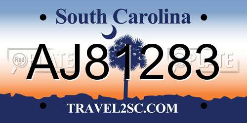 AJ81283 South Carolina License Plate
