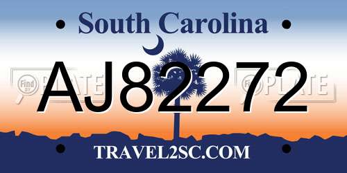 AJ82272 South Carolina License Plate