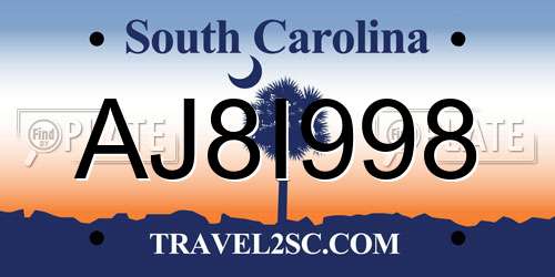 AJ8I998 South Carolina License Plate