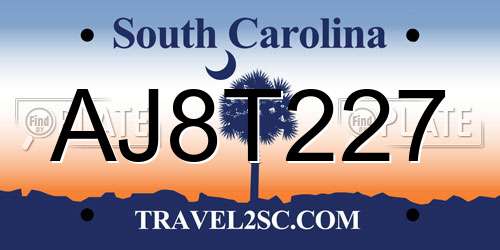 AJ8T227 South Carolina License Plate