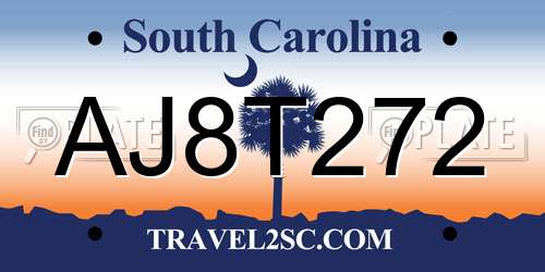 AJ8T272 South Carolina License Plate