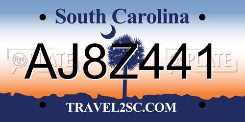 AJ8Z441 South Carolina License Plate