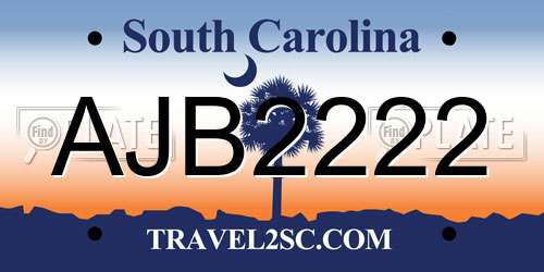 AJB2222 South Carolina License Plate