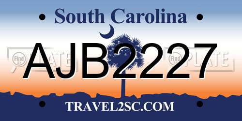 AJB2227 South Carolina License Plate