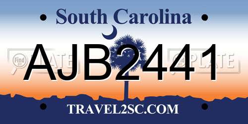AJB2441 South Carolina License Plate