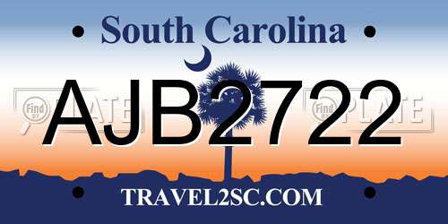 AJB2722 South Carolina License Plate