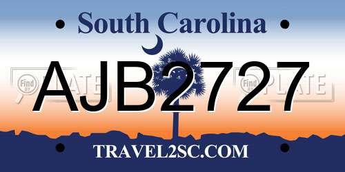 AJB2727 South Carolina License Plate