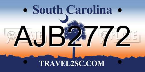 AJB2772 South Carolina License Plate