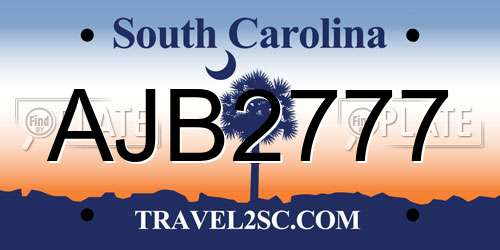 AJB2777 South Carolina License Plate