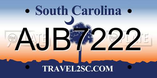AJB7222 South Carolina License Plate