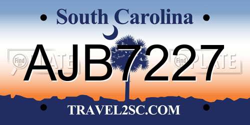 AJB7227 South Carolina License Plate