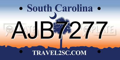 AJB7277 South Carolina License Plate