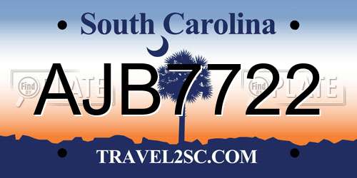 AJB7722 South Carolina License Plate