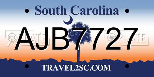 AJB7727 South Carolina License Plate