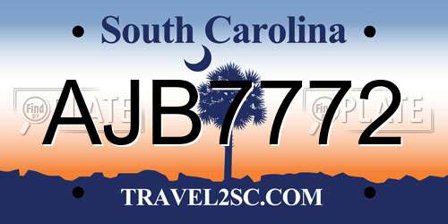 AJB7772 South Carolina License Plate