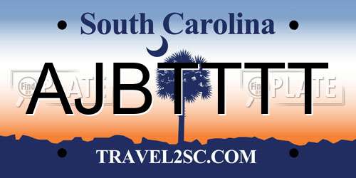 AJBTTTT South Carolina License Plate