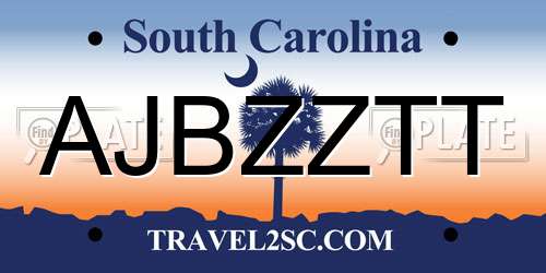 AJBZZTT South Carolina License Plate