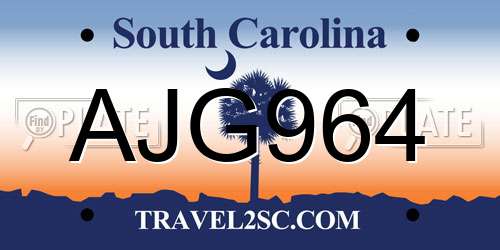 AJG964 South Carolina License Plate