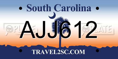 AJJ612 South Carolina License Plate