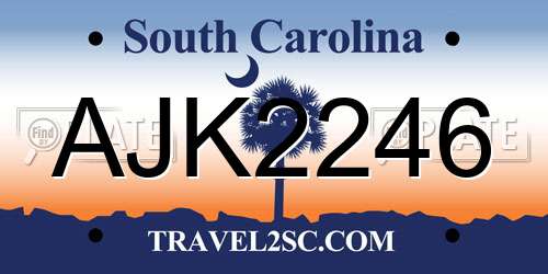 AJK2246 South Carolina License Plate