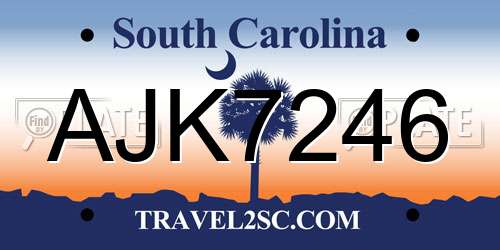AJK7246 South Carolina License Plate