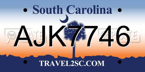 AJK7746 South Carolina License Plate