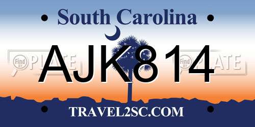 AJK814 South Carolina License Plate