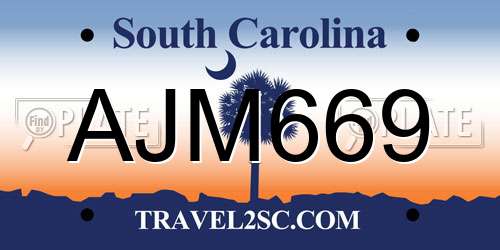 AJM669 South Carolina License Plate